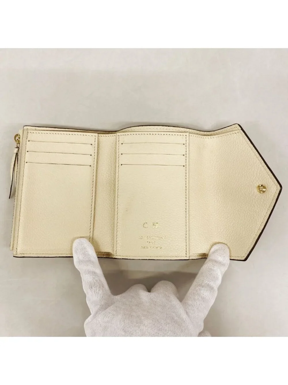 Louis Vuitton Trifold Wallet Monogram Empreinte Portefeuille Victorine Cream
